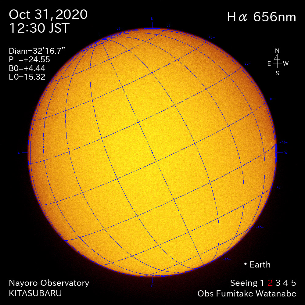 2020年10月31日Hα波長の太陽