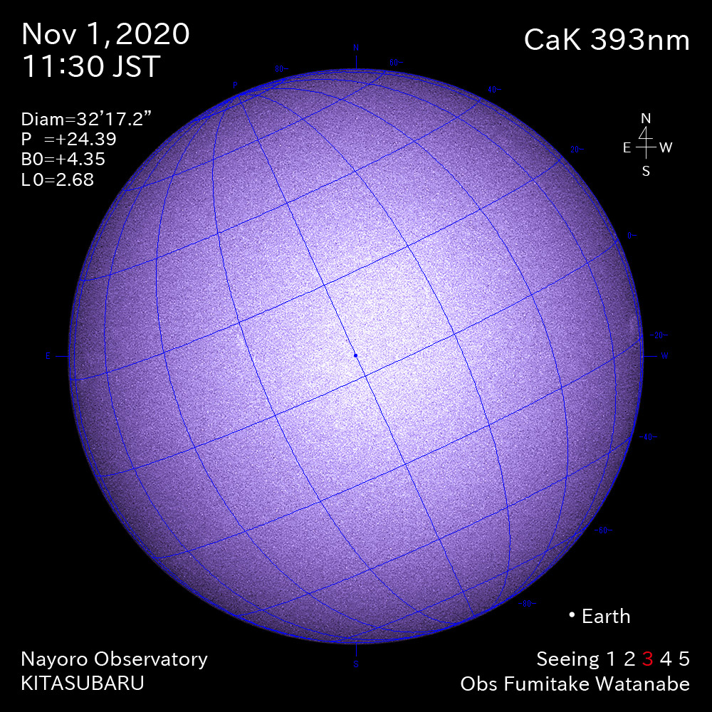 2020年11月1日CaK波長の太陽