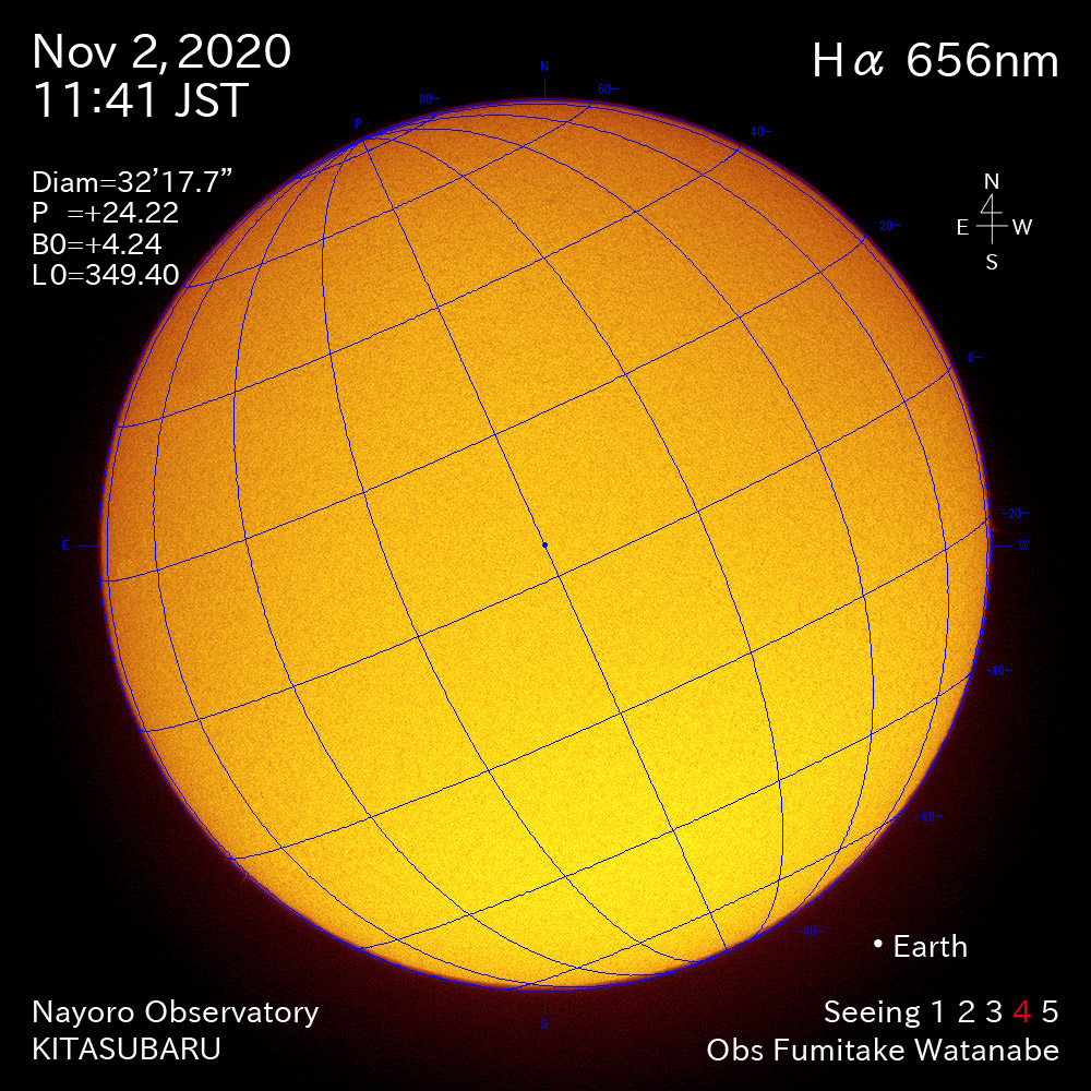 2020年11月2日Hα波長の太陽