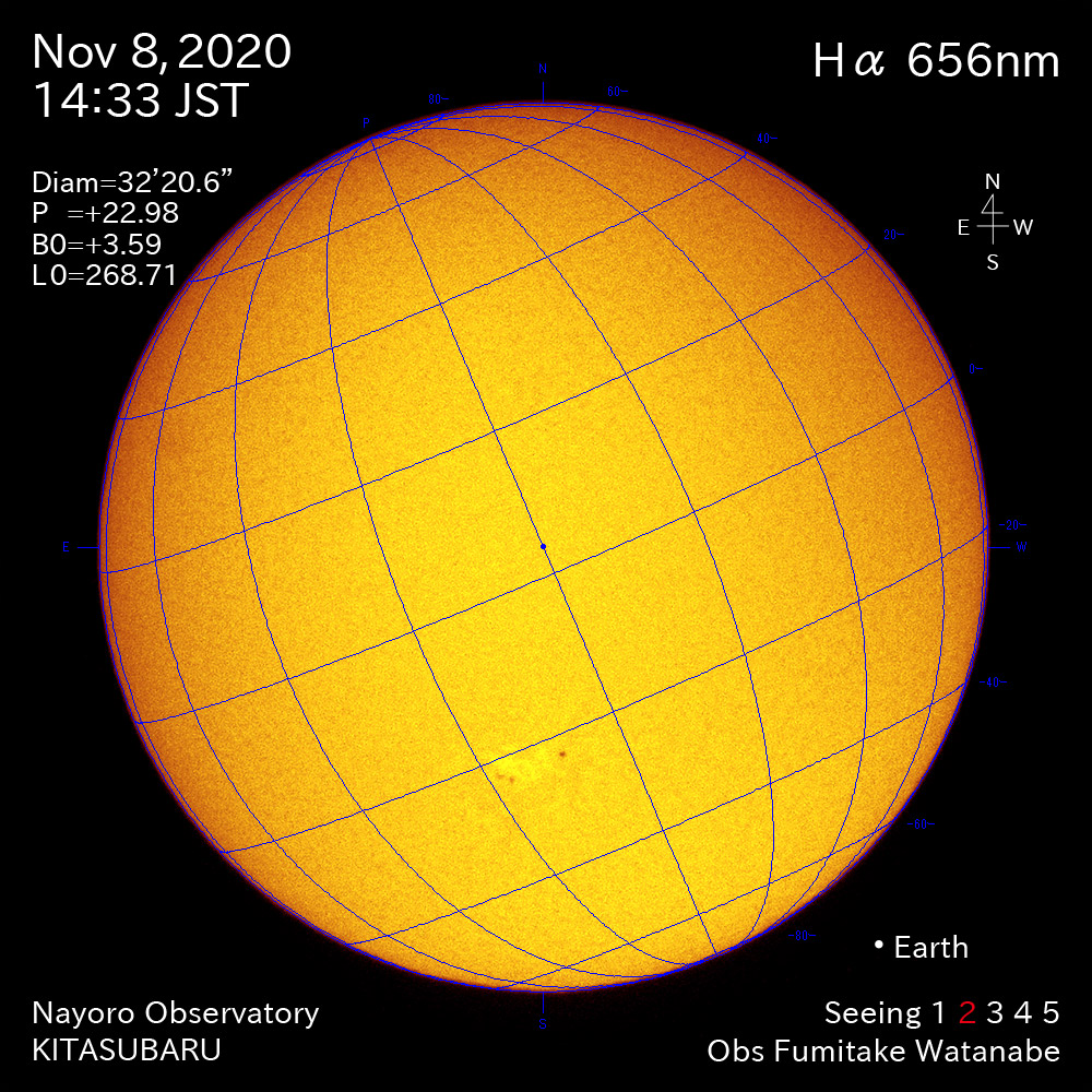 2020年11月8日Hα波長の太陽