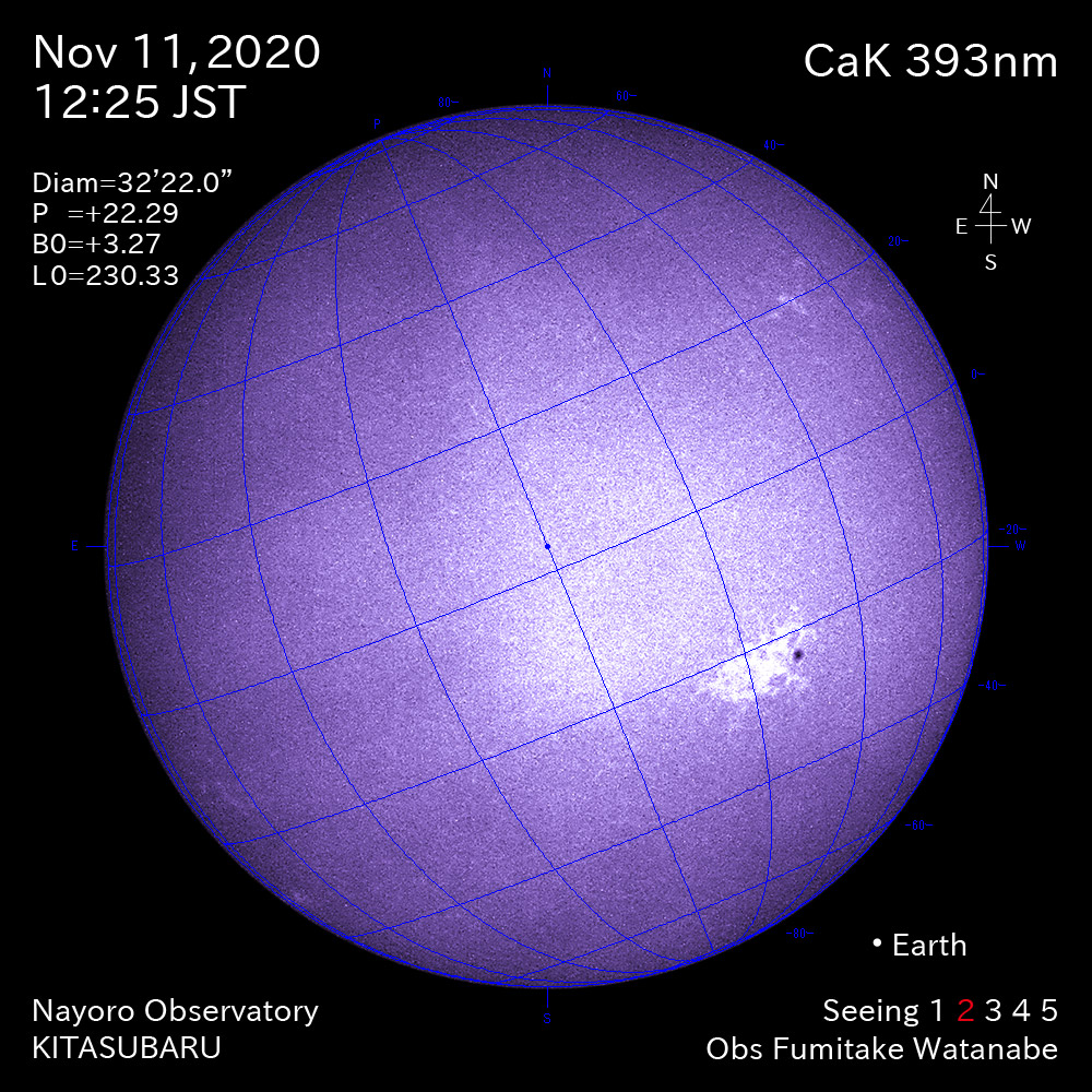 2020年11月11日CaK波長の太陽