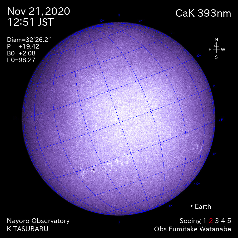 2020年11月23日CaK波長の太陽