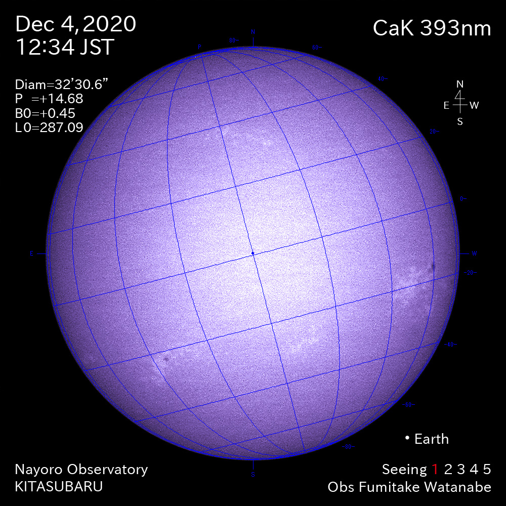2020年12月4日CaK波長の太陽