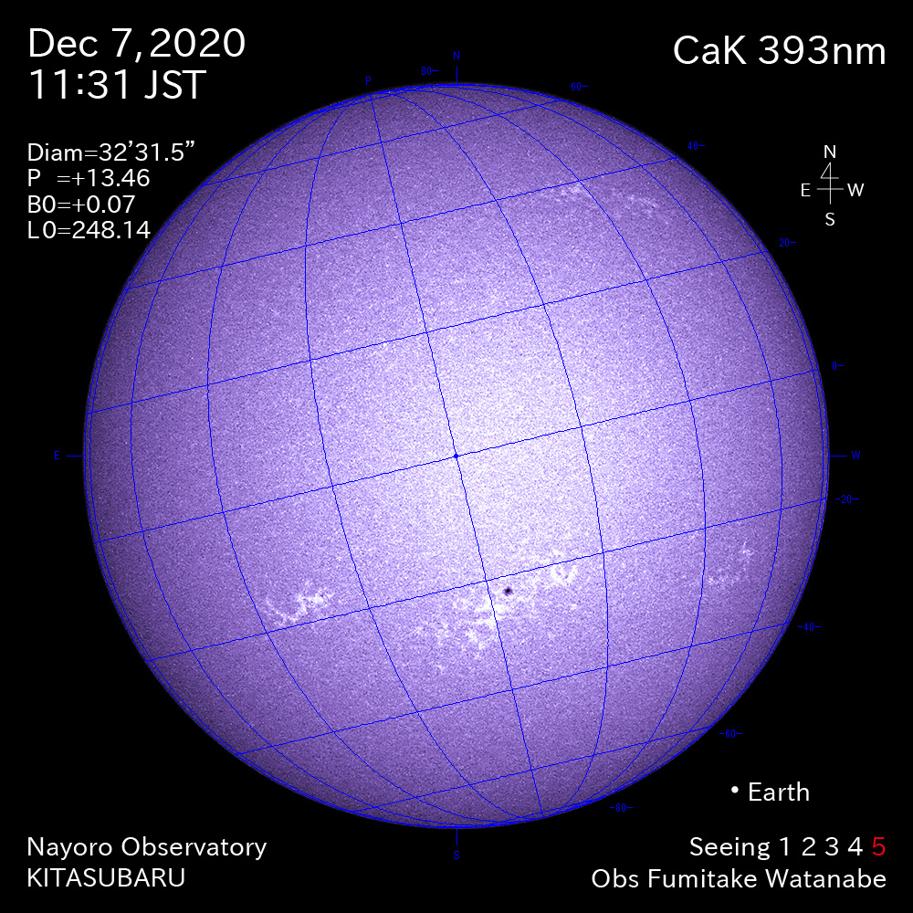 2020年12月7日CaK波長の太陽