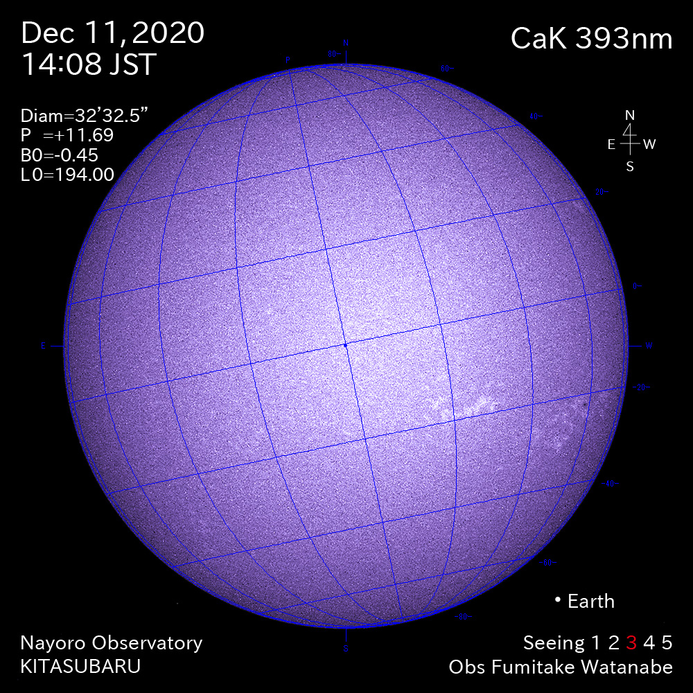 2020年12月11日CaK波長の太陽