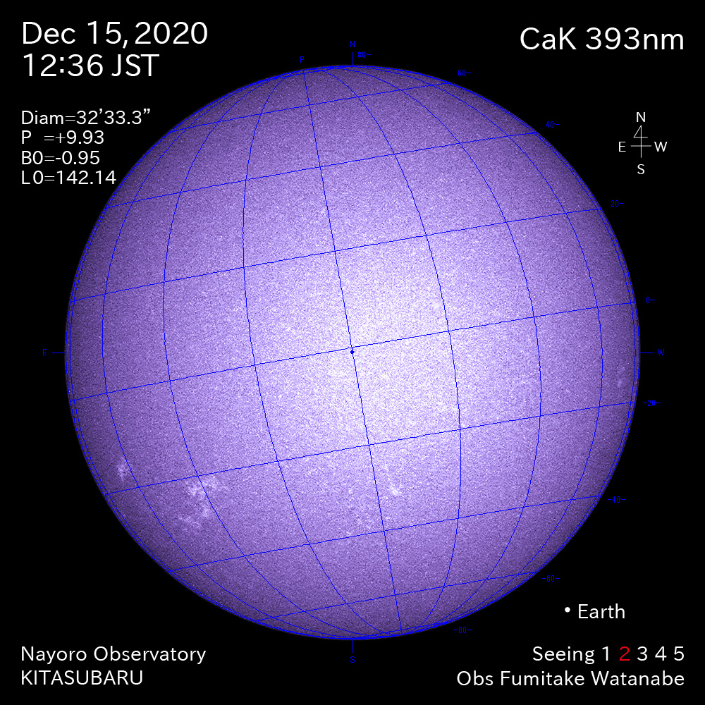 2020年12月15日CaK波長の太陽