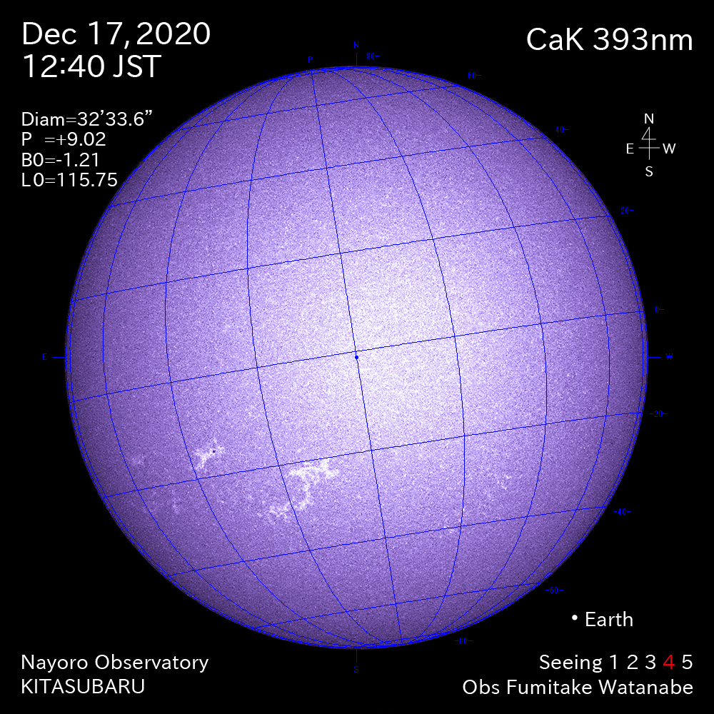 2020年12月17日CaK波長の太陽
