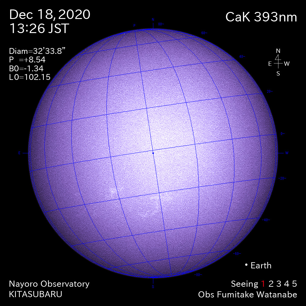 2020年12月18日CaK波長の太陽