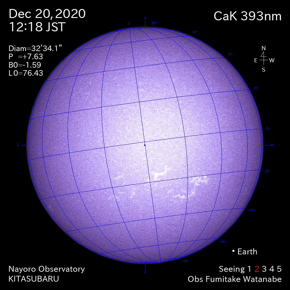 2020年12月20日CaK波長の太陽