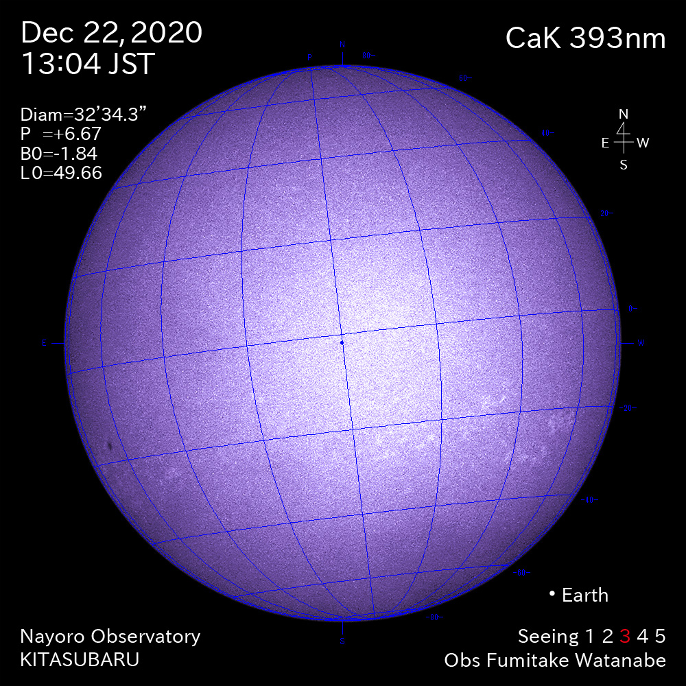 2020年12月22日CaK波長の太陽