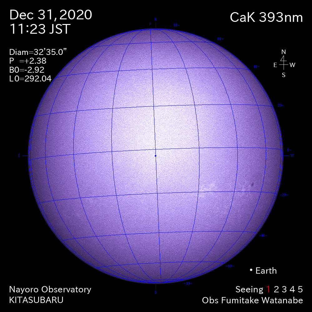 2020年12月31日CaK波長の太陽