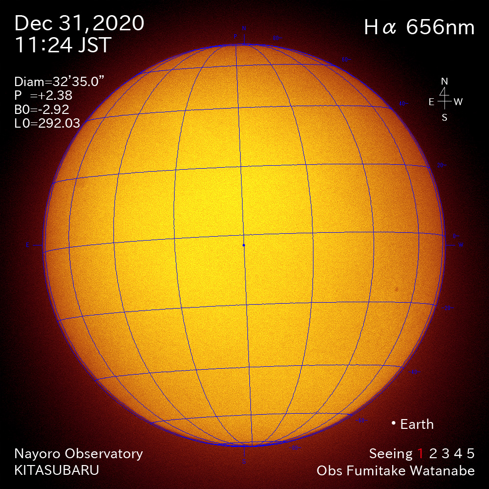 2020年12月31日Ha波長の太陽
