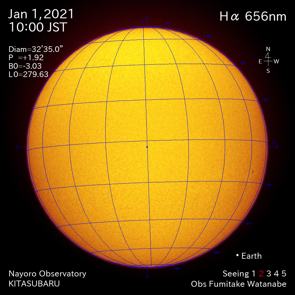 2021年1月1日Ha波長の太陽
