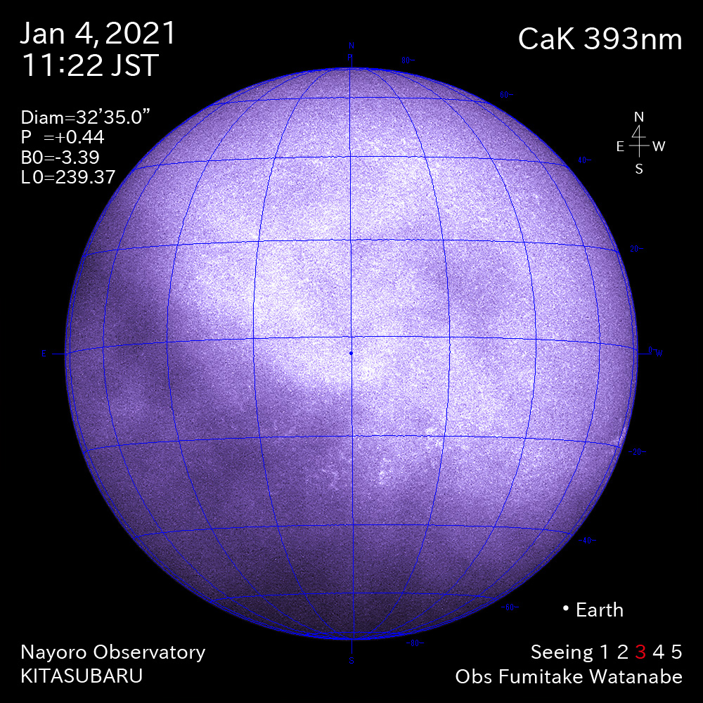 2021年1月4日CaK波長の太陽