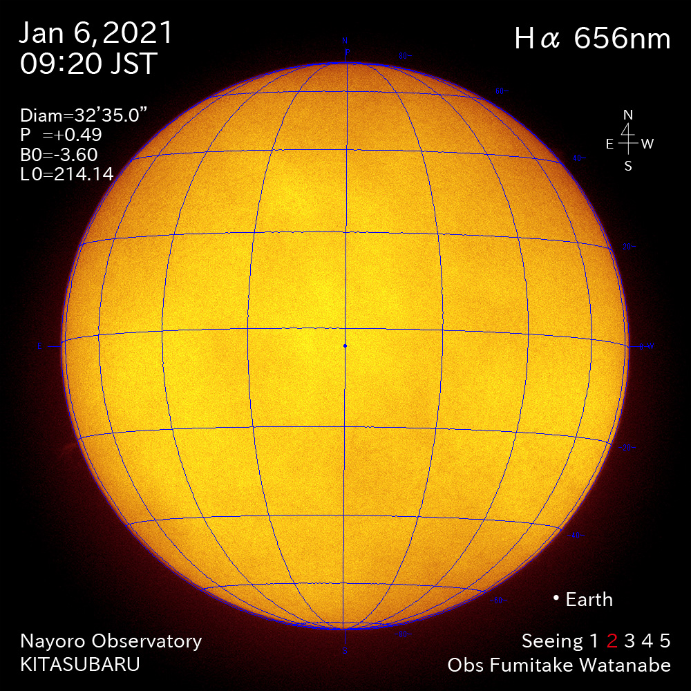 2021年1月6日Ha波長の太陽
