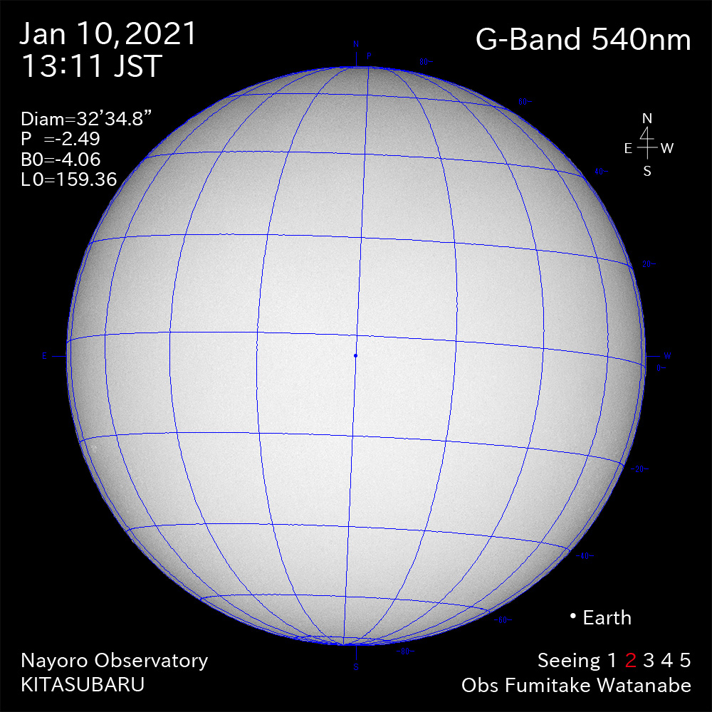 2021年1月10日540nm波長の太陽