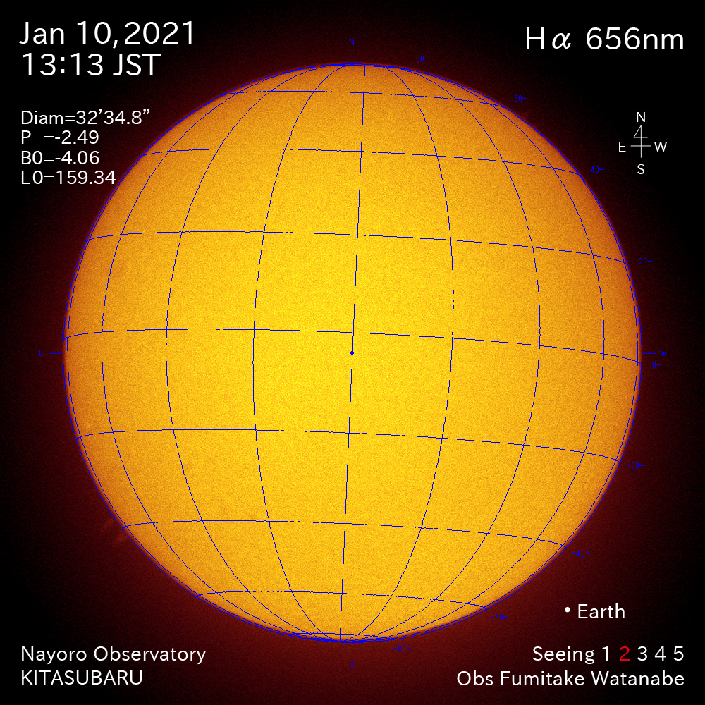 2021年1月10日Ha波長の太陽