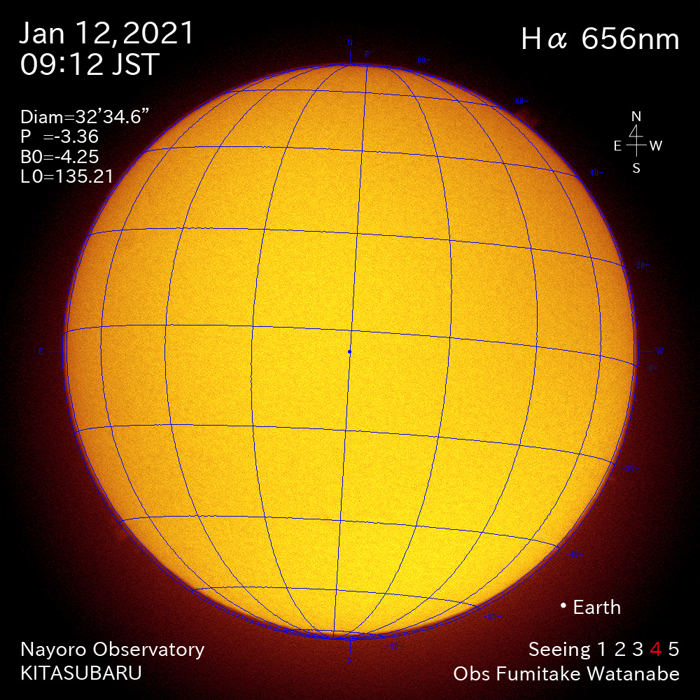 2021年1月12日Ha波長の太陽