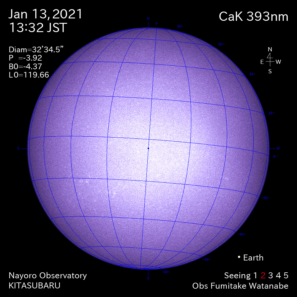 2021年1月13日CaK波長の太陽