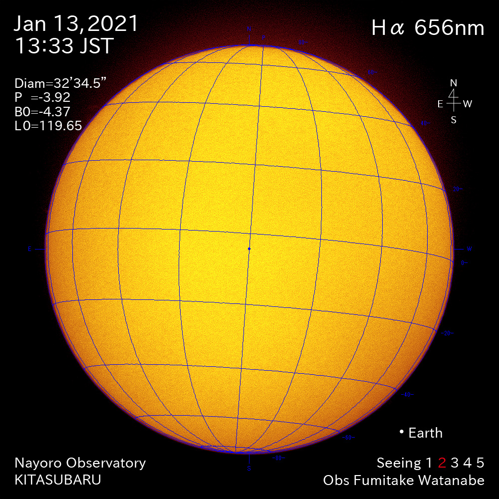 2021年1月13日Ha波長の太陽
