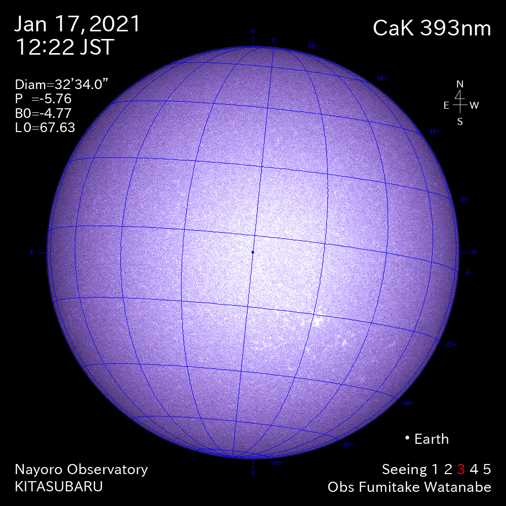2021年1月17日CaK波長の太陽