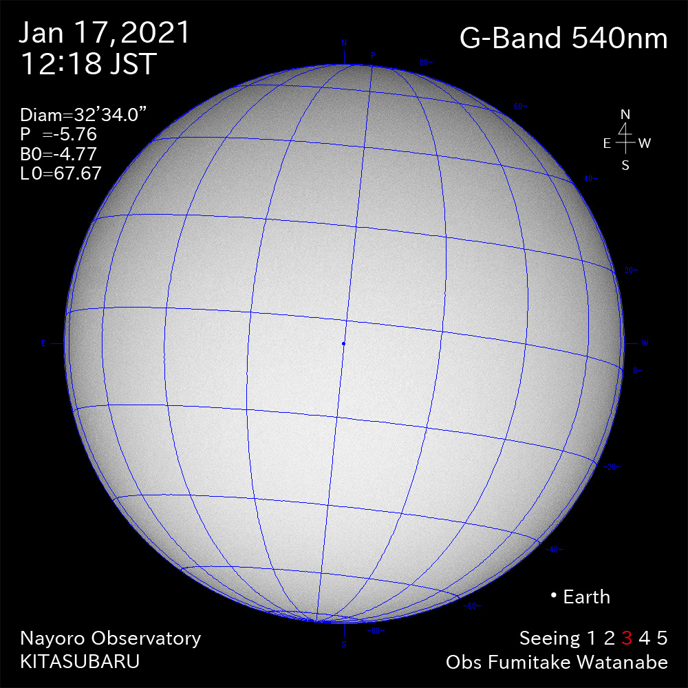 2021年1月17日540nm波長の太陽