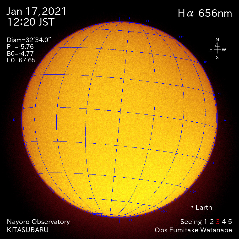 2021年1月17日Ha波長の太陽