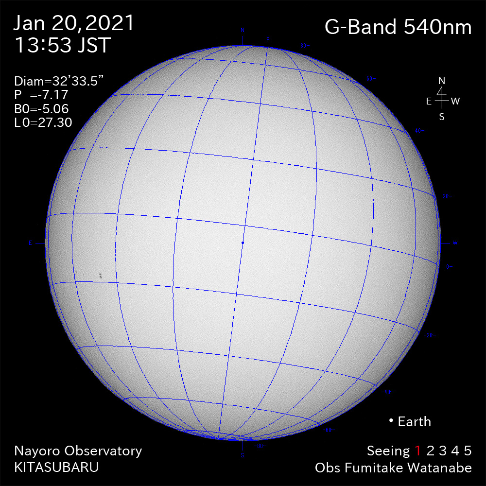 2021年1月20日540nm波長の太陽