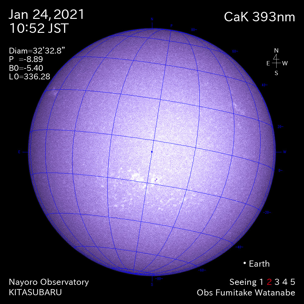 2021年1月24日CaK波長の太陽