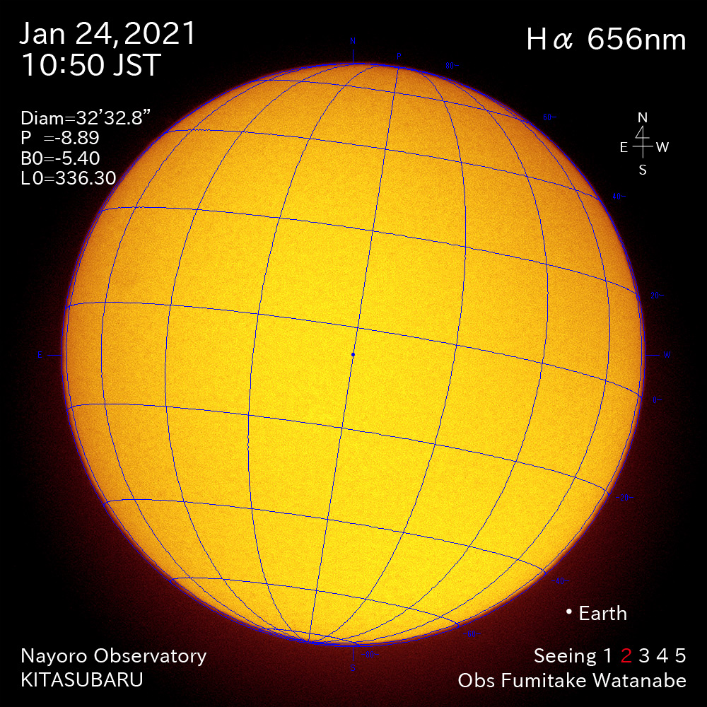 2021年1月24日Ha波長の太陽