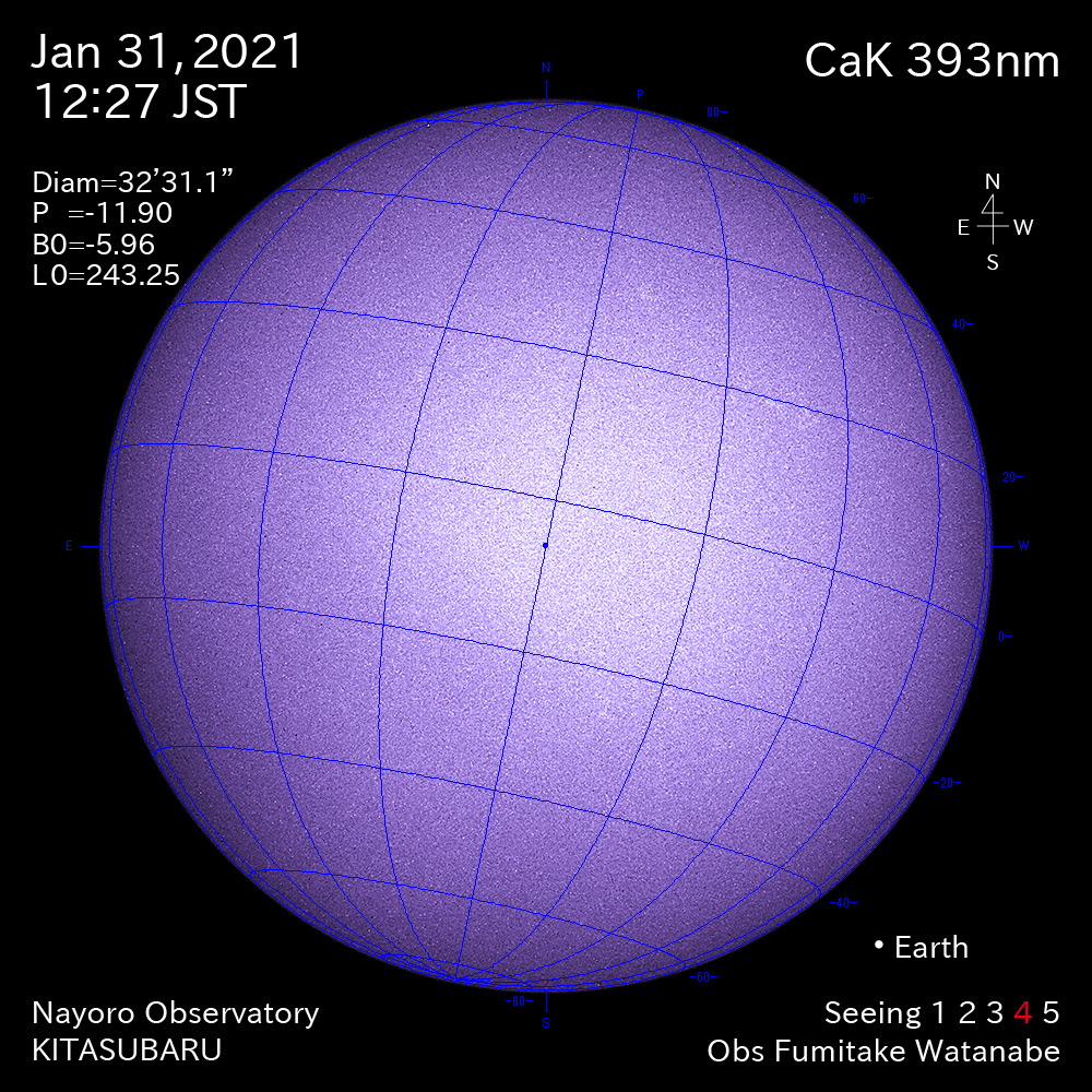 2021年1月31日CaK波長の太陽