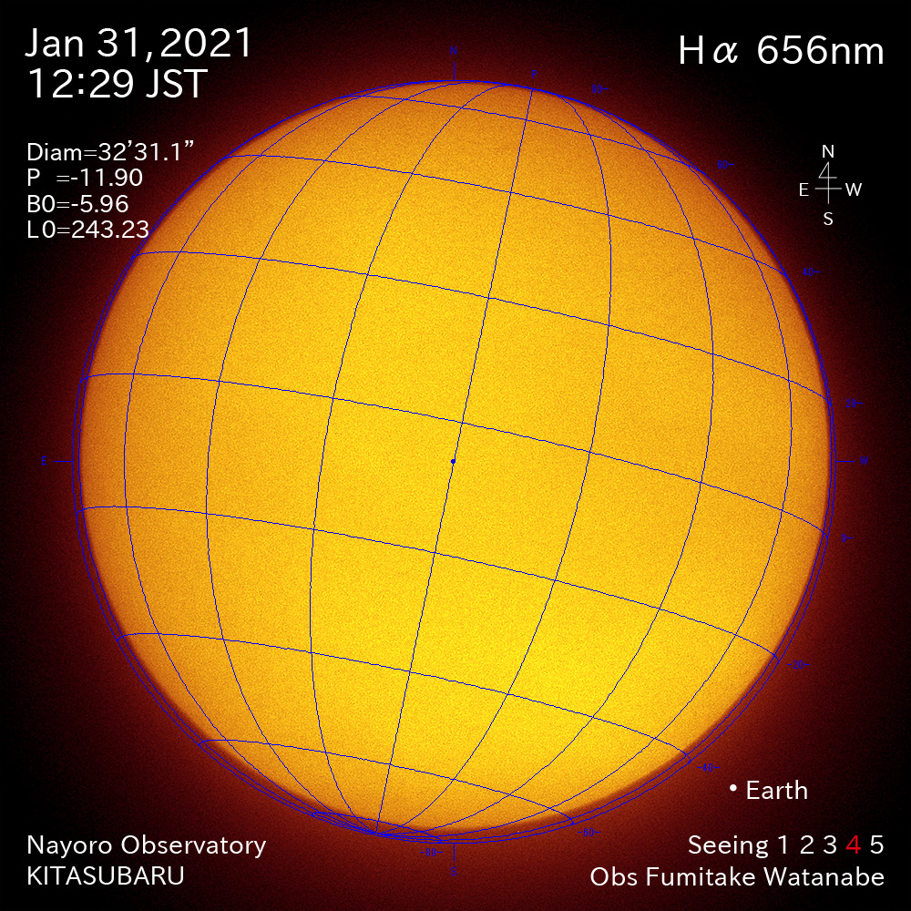 2021年1月31日Ha波長の太陽