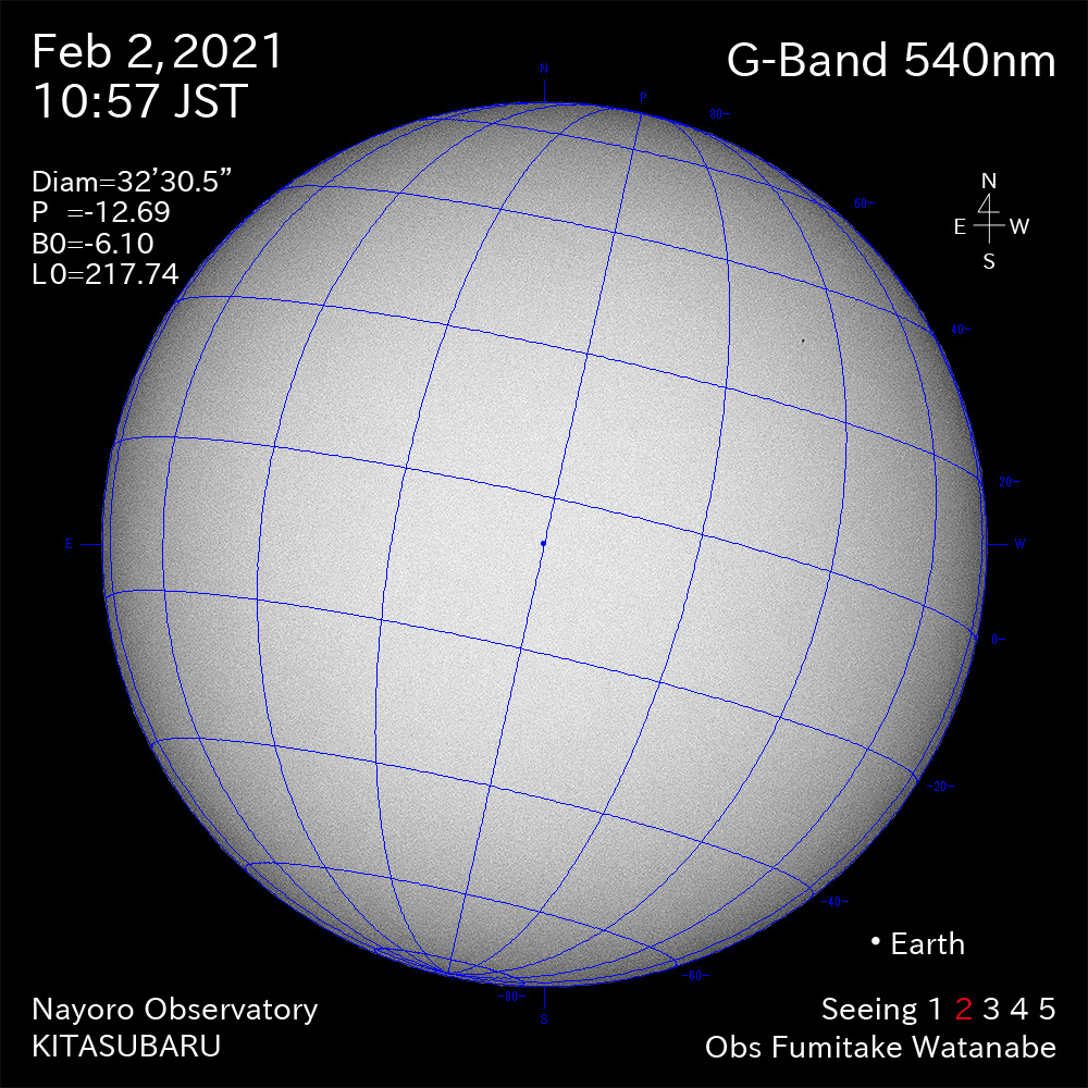 2021年2月2日540nm波長の太陽