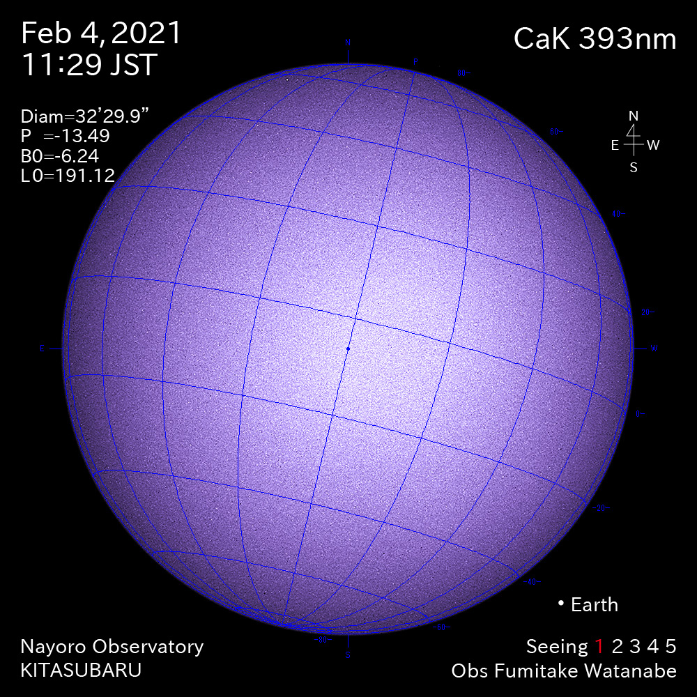 2021年2月4日CaK波長の太陽