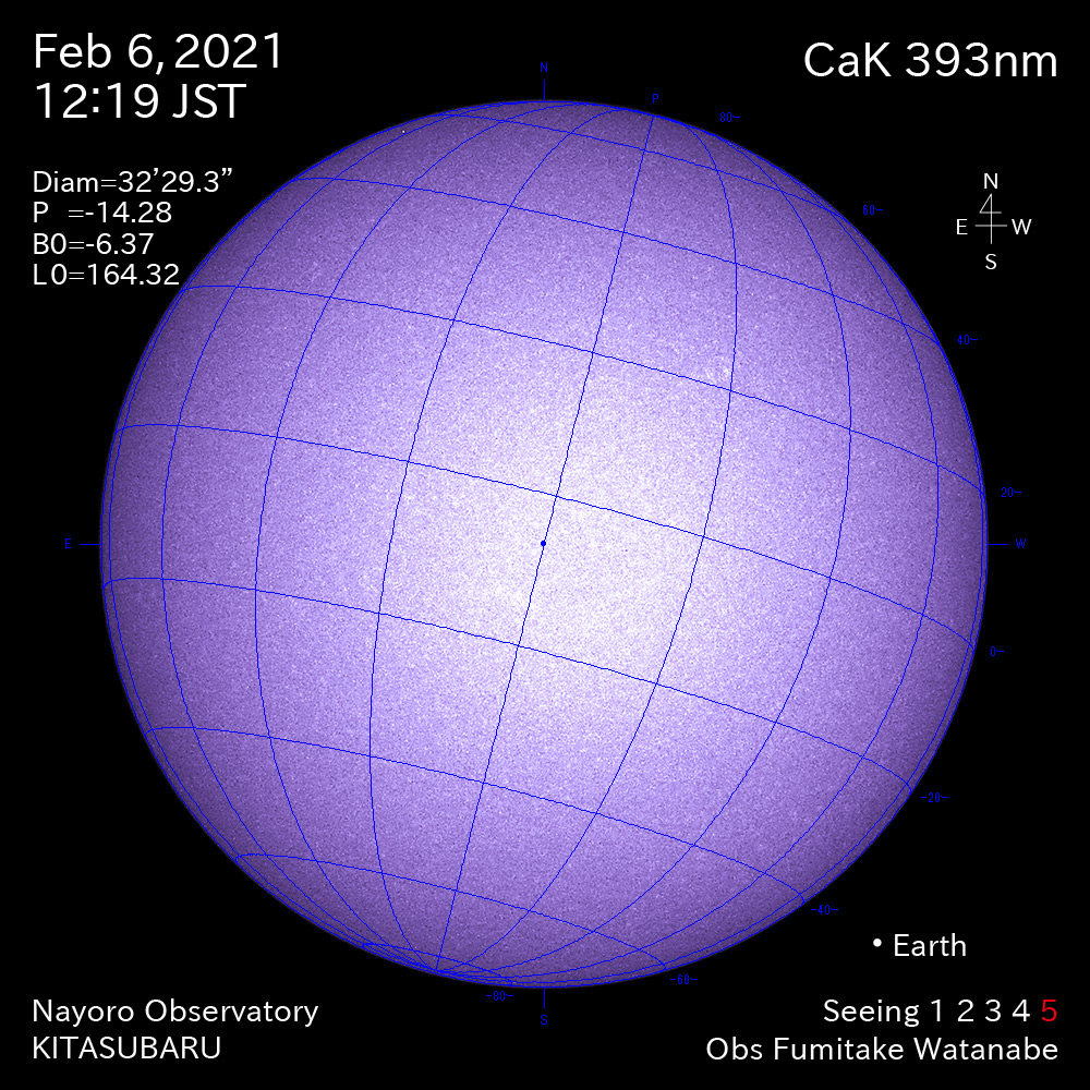 2021年2月6日CaK波長の太陽