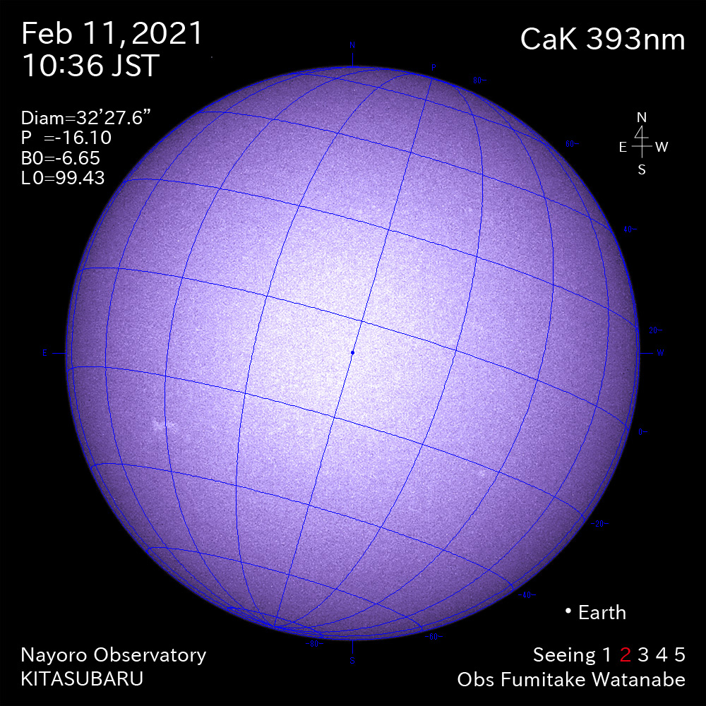 2021年2月11日CaK波長の太陽