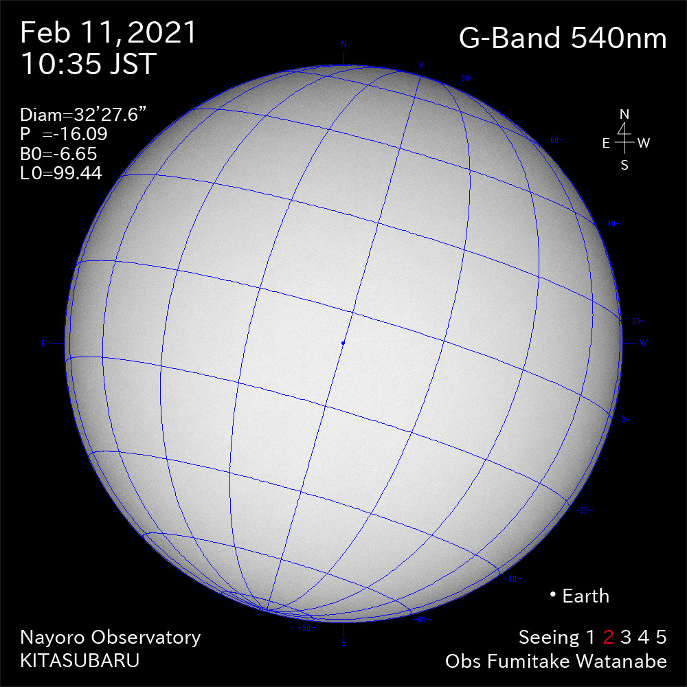2021年2月11日540nm波長の太陽