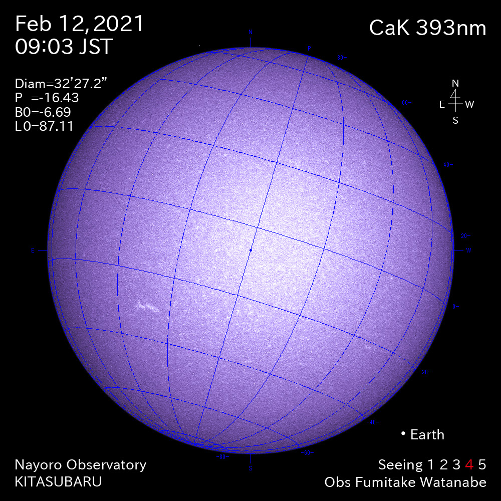 2021年2月12日CaK波長の太陽