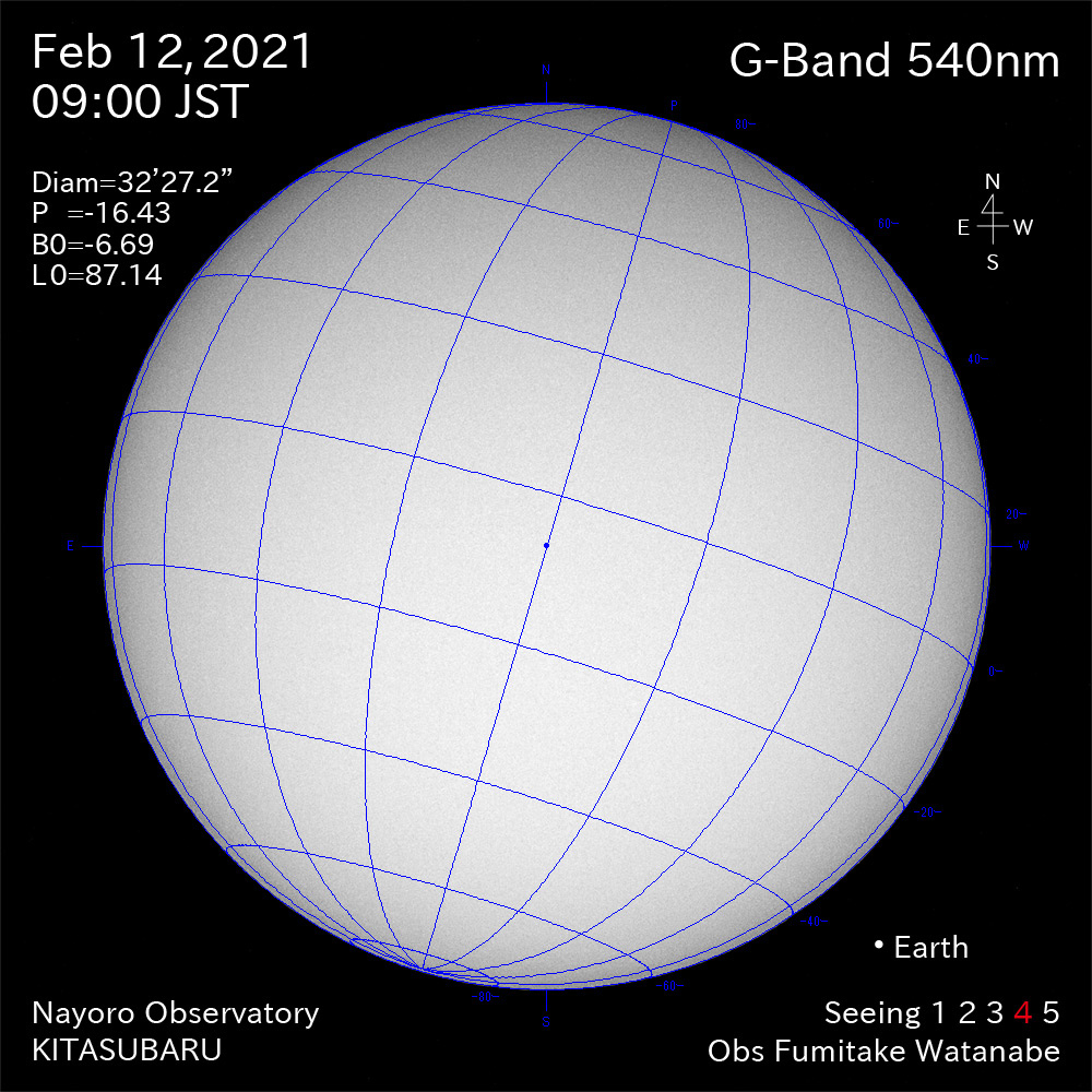 2021年2月12日540nm波長の太陽