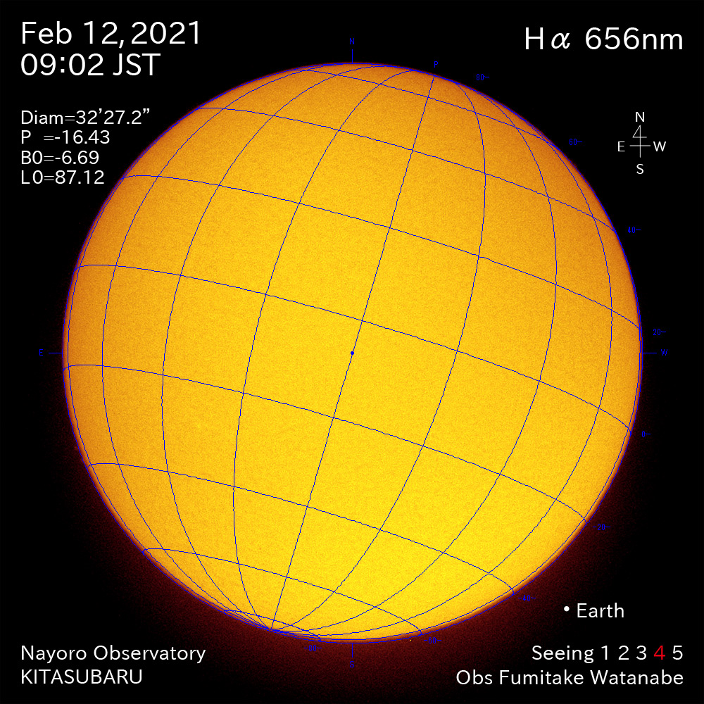 2021年2月12日Ha波長の太陽