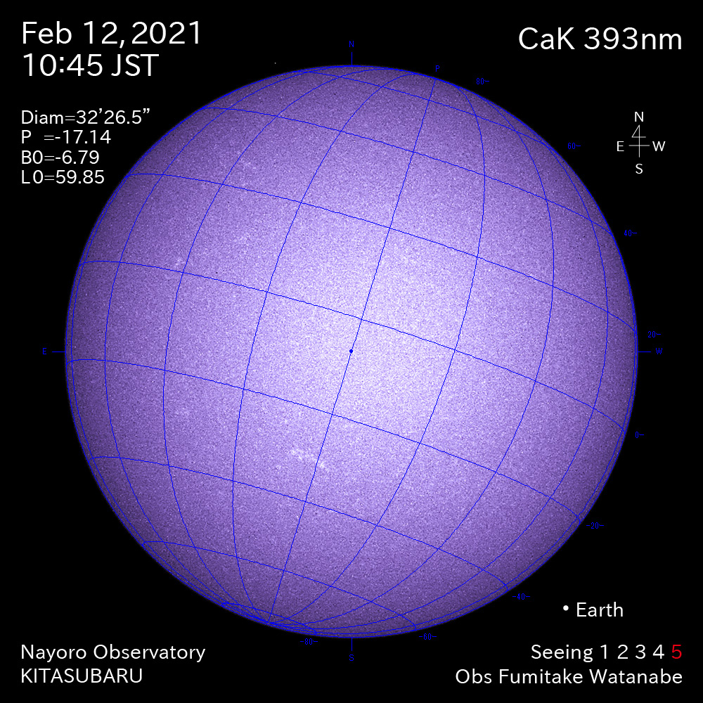 2021年2月14日CaK波長の太陽