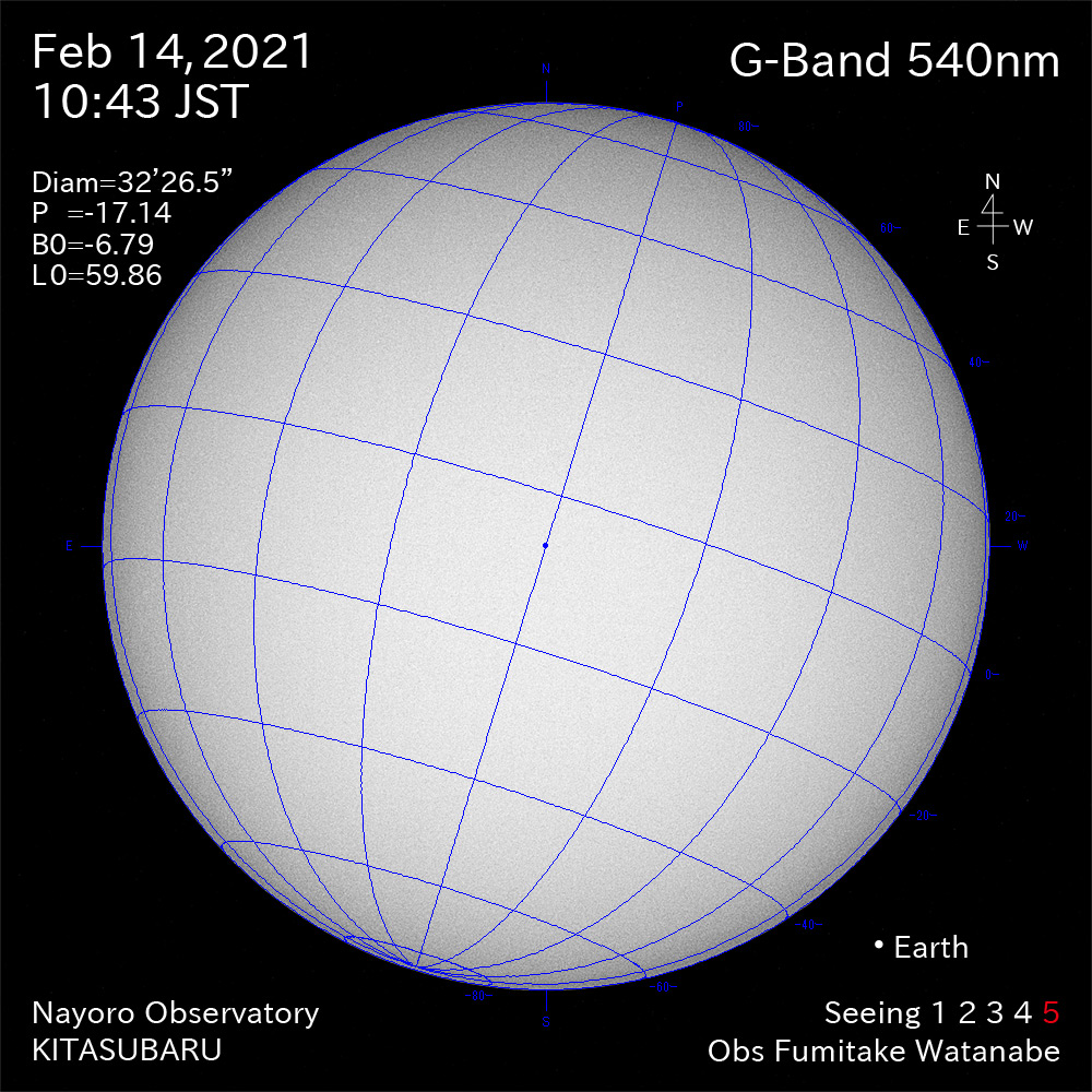 2021年2月14日540nm波長の太陽