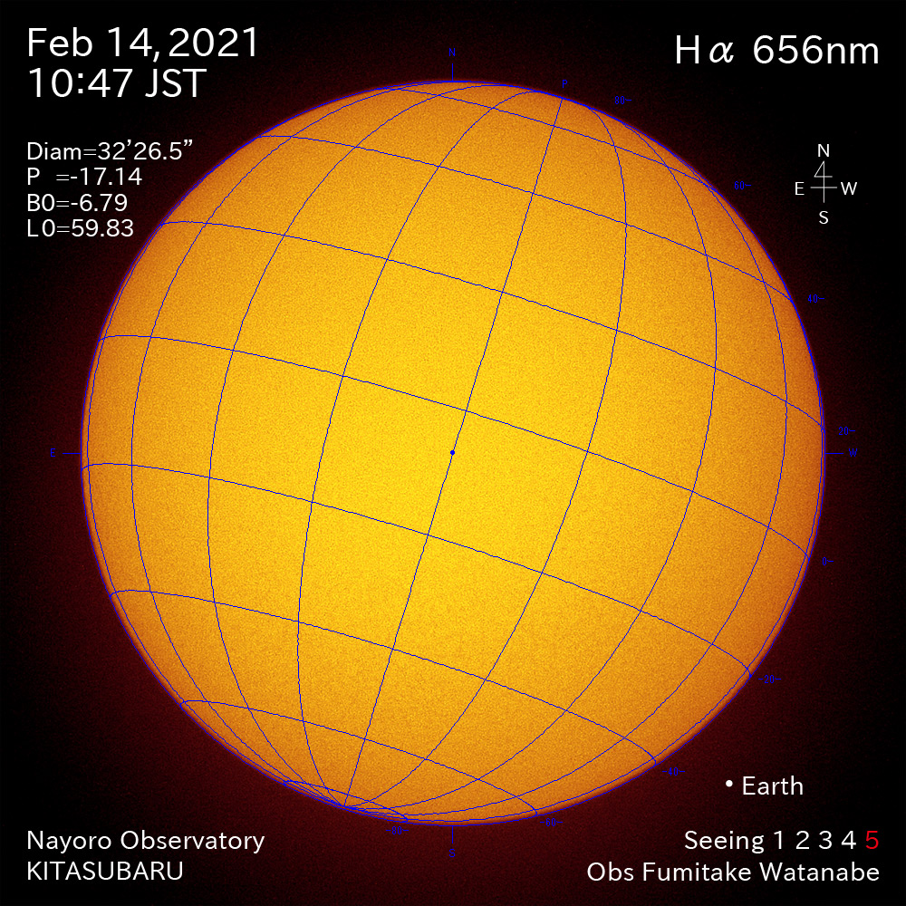 2021年2月14日Ha波長の太陽
