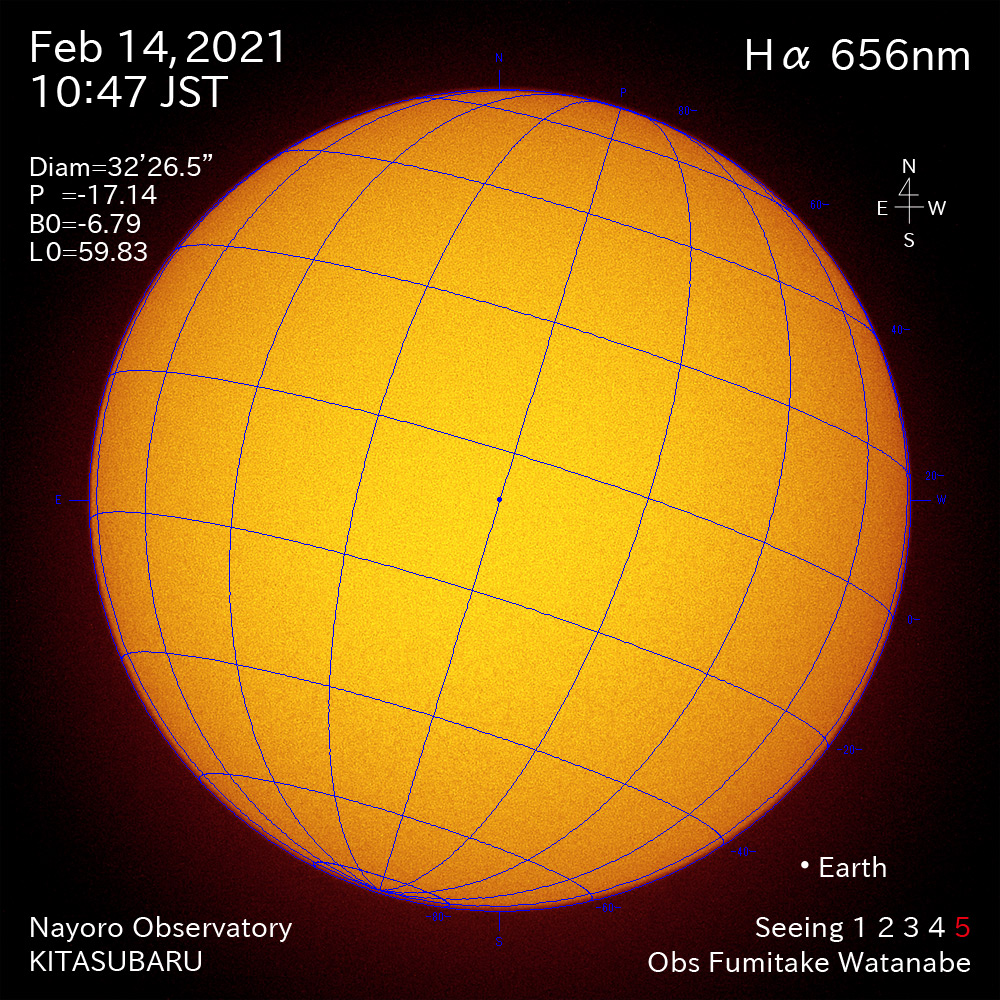 2021年2月14日Ha波長の太陽