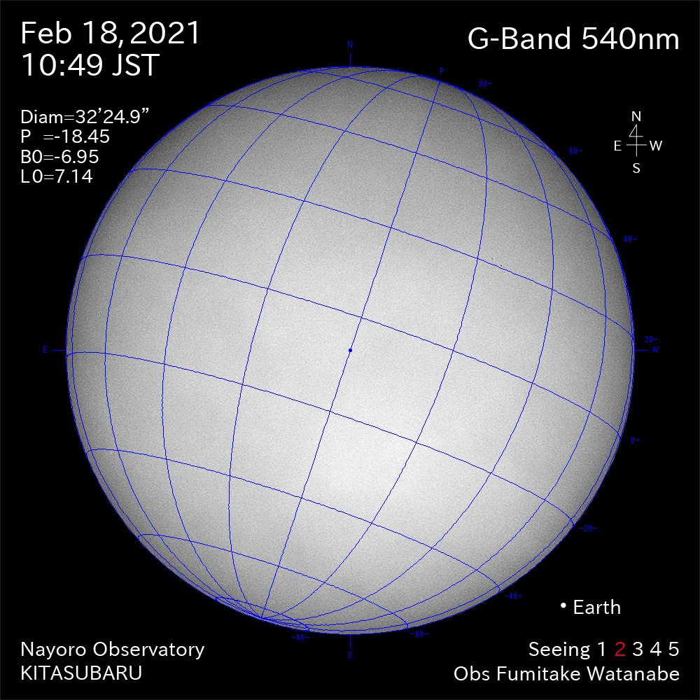 2021年2月18日540nm波長の太陽