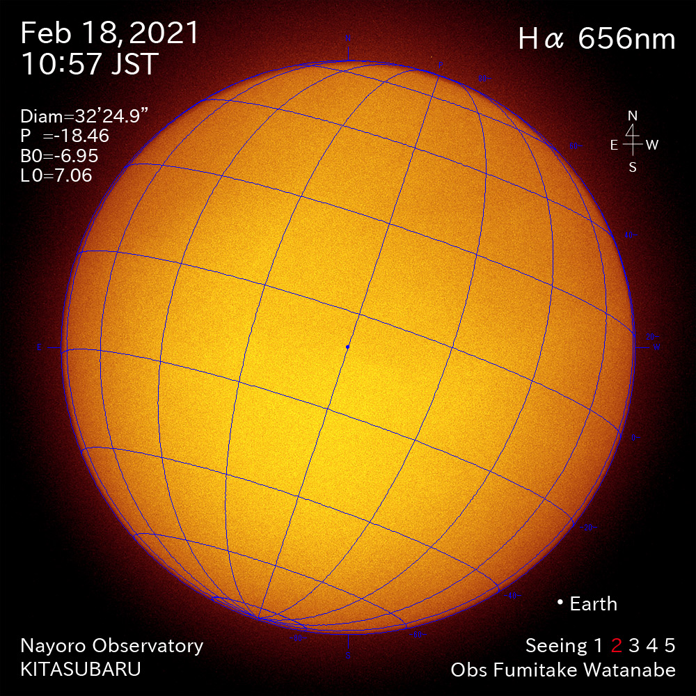 2021年2月18日Ha波長の太陽