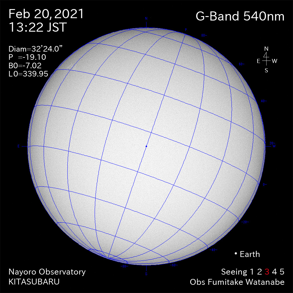 2021年2月20日540nm波長の太陽