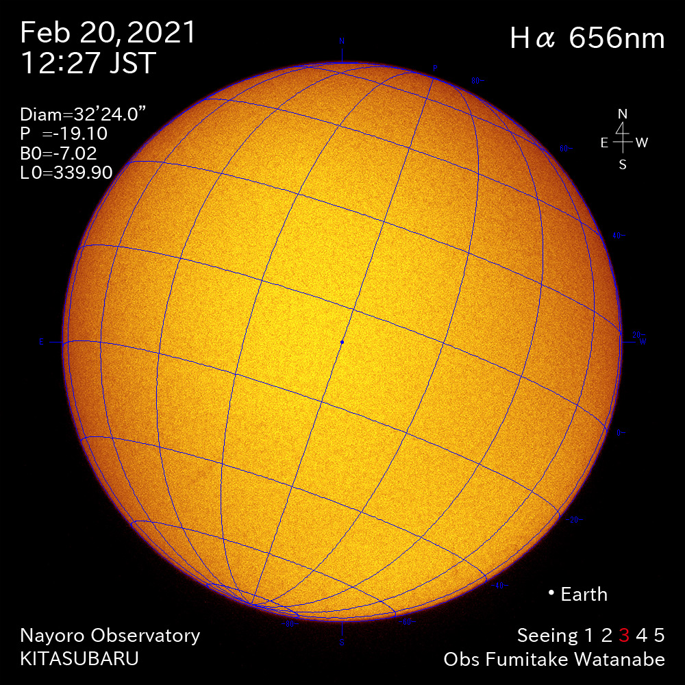 2021年2月20日Ha波長の太陽