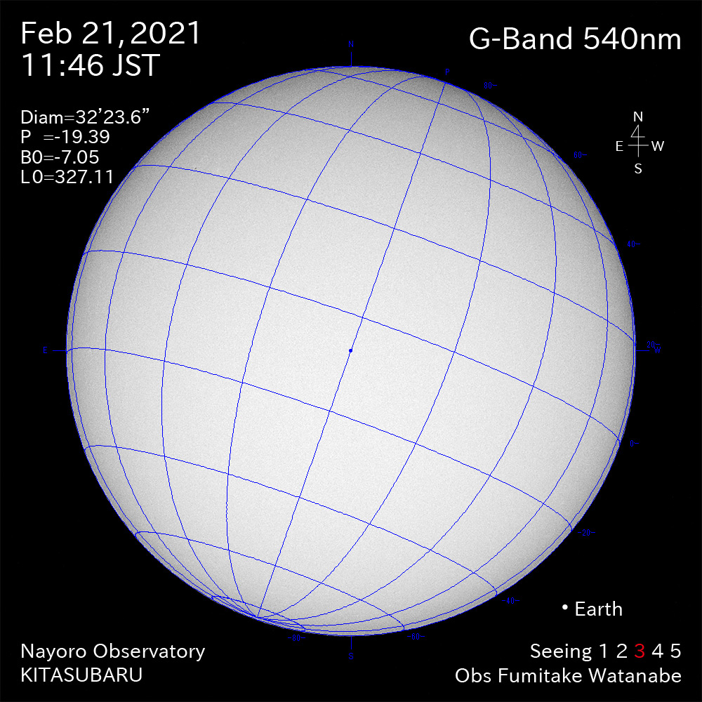 2021年2月21日540nm波長の太陽