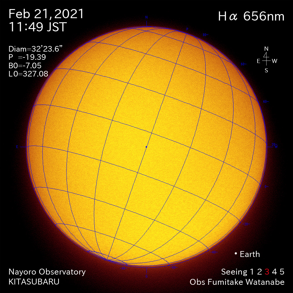 2021年2月21日Ha波長の太陽